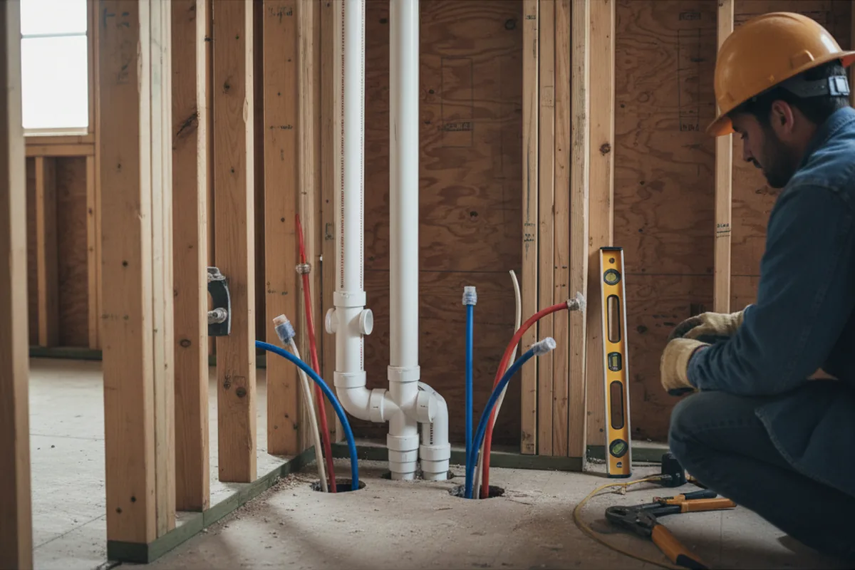 Drain and supply rough-in during Drain Cleaning in Kasson
