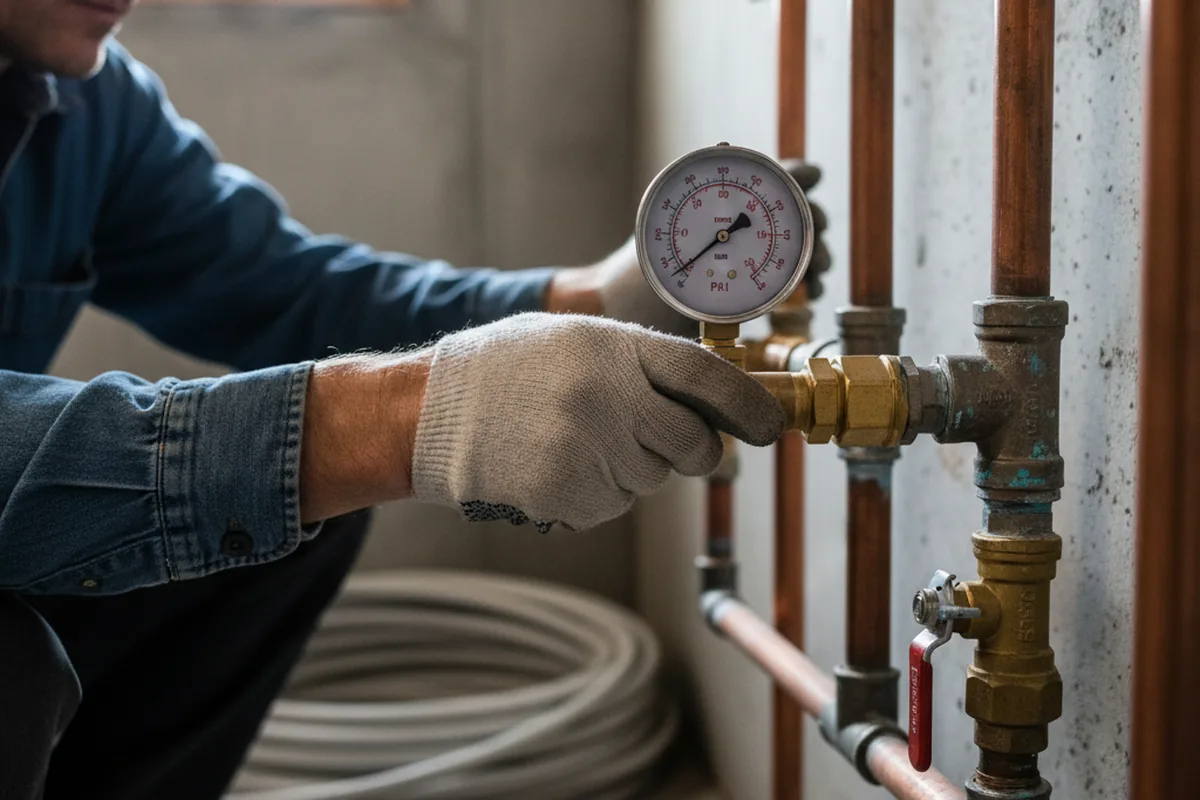 Pressure testing a repaired line during Water Line Repair in Kasson
